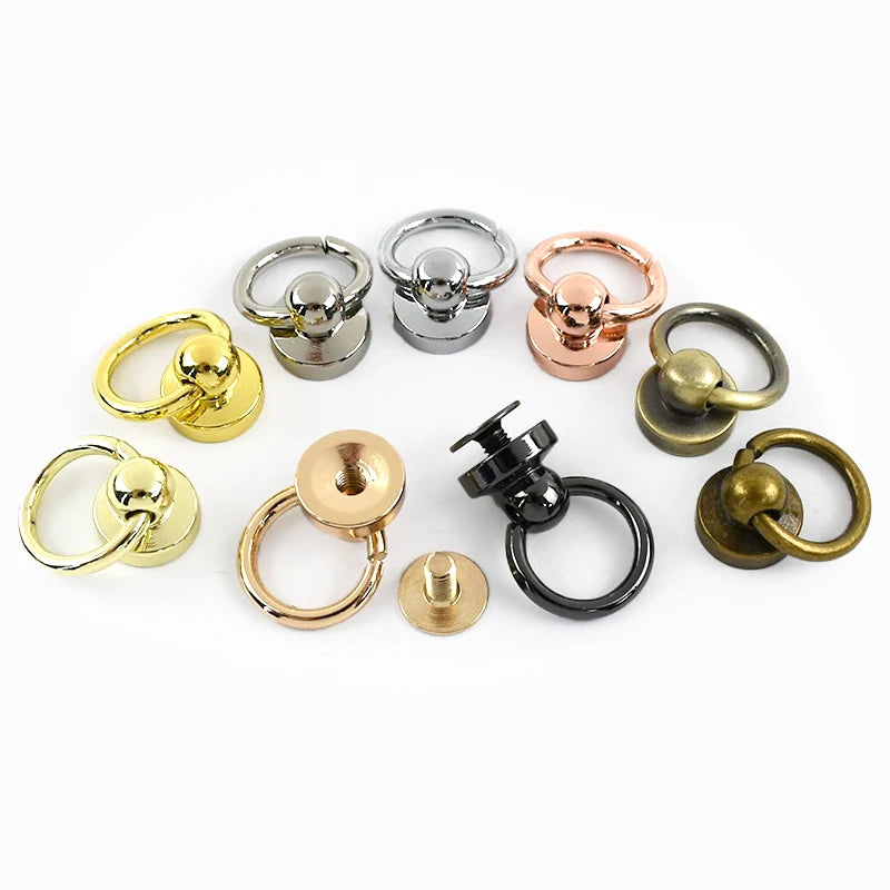 15/500Pcs 10mm Metal Side Clip Buckle Handbag Strap Screw Rivet Hook Phone Shell Stud O Ring Clasp DIY Bags Making Accessories