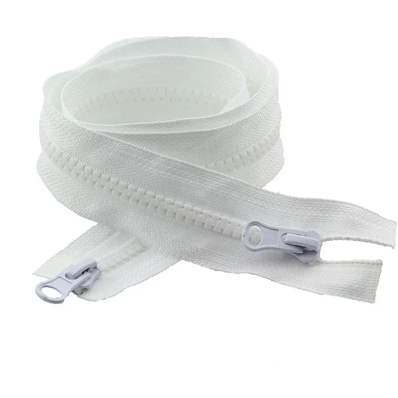 8/200Pcs 5# 80-150cm Resin Zipper Open-end Double Slider Long Zippers Down Jacket Overcoat Zipp Clothes Bags Zip Repair Sewing Accessory