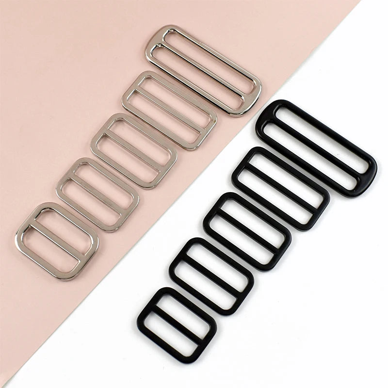 Meetee 15/500Pcs 25-50mm Metal Buckles for Bag Tri Glide Ring Hook Webbing Strap Adjuster Belt Buckle DIY Hardware Accessories