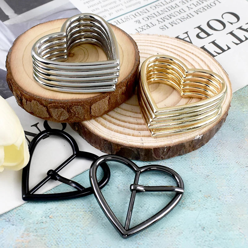 25/600Pcs 20-40mm Metal Buckles Clasp Heart Shape Adjust Roller Pin Buckle for Shoes Webbing Strap Bag Hanger Rings Accessories