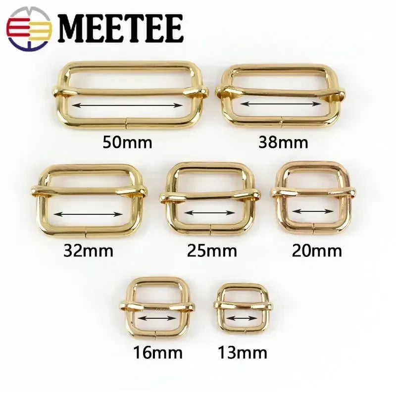30/610Pcs 13-50mm Metal Pin Buckle Tri-Glide Slider Square Ring Buckles for Bag Strap Adjuster Webbing Belt Clasp DIY Accessories