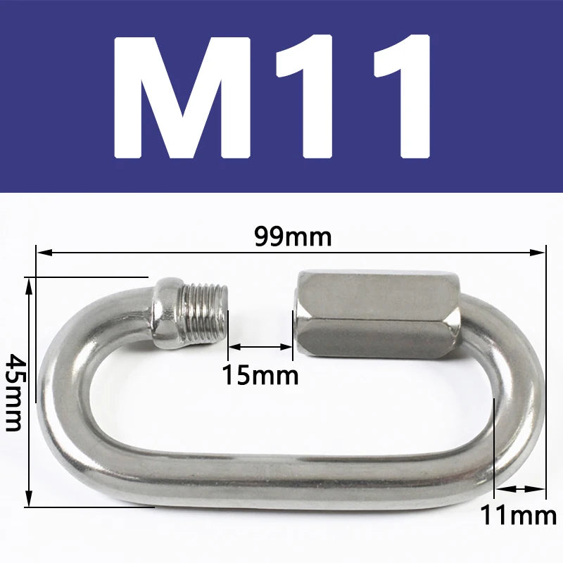 8/300Pcs Stainless Steel 304 Oval Locking Carabiner Clips Rope Quick Connector Buckle for Outdoor Camping Swing Clasp Accessories
