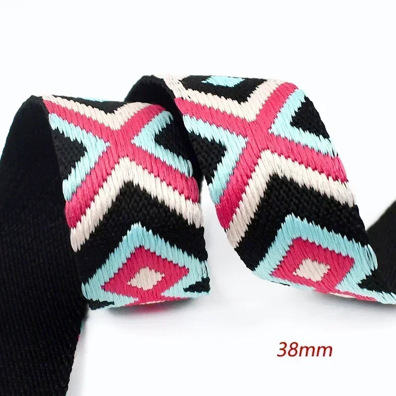 5/150Meters Nylon Webbing Band 38/50mm Jacquard Ribbon Strap 2mm Thick Handbag Garment Decorstive Webbings DIY Sewing Accessories