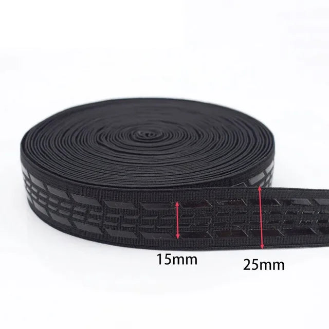 10Meters Meetee 2/5/10M 25mm Non-slip Silicone Black Elastic Band Sportswear Belt Elasticity Webbing DIY Outdoor Clothing Sewing Material