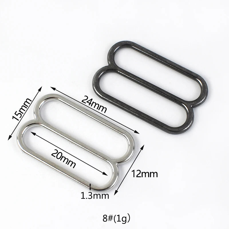 30Pcs Meetee 6-50mm Metal 8-shaped Tri-Glide Buckles Bra Rings Sliders Strap Adjust Hook Buckle Clsap DIY Bags Garment Accessory