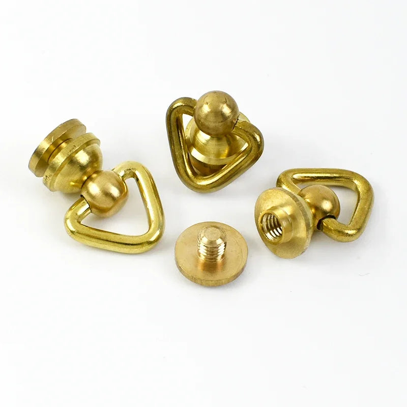 5/150Pcs Solid Brass Rotated D Ring Nail Swivel Screw Buckles  Bag Strap KeyChain Connector Handbags Clasp Leather Craft Accessory