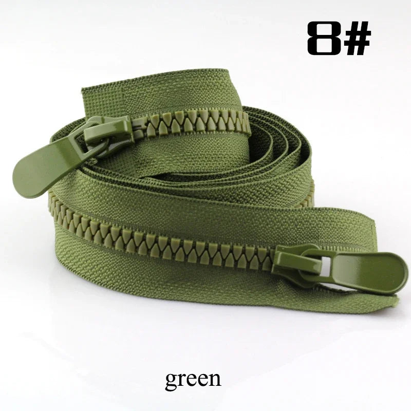 2/70Pcs Meetee 120cm 8# Resin Zippers Open End Double Slider Head Zip for Down Jacket Outdoor Backpack Tent Bag DIY Sewing Accessories