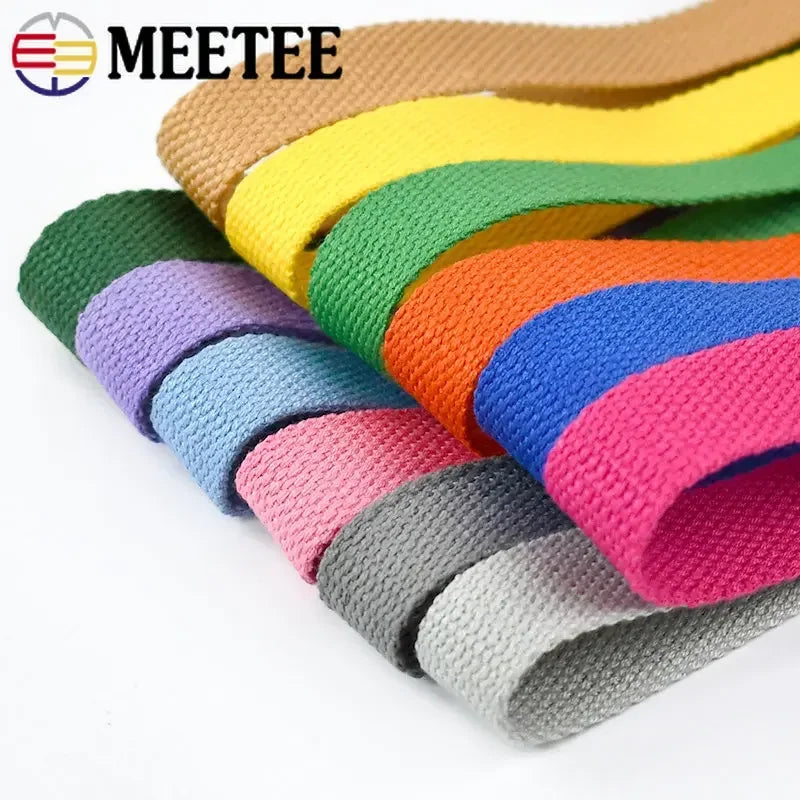 8/250Meters Meetee 20-50mm 1.2mm Thick Canvas Cotton Webbing Backpack Bag Strap Band Clothes Ribbon Tapes DIY Sewing Accessories