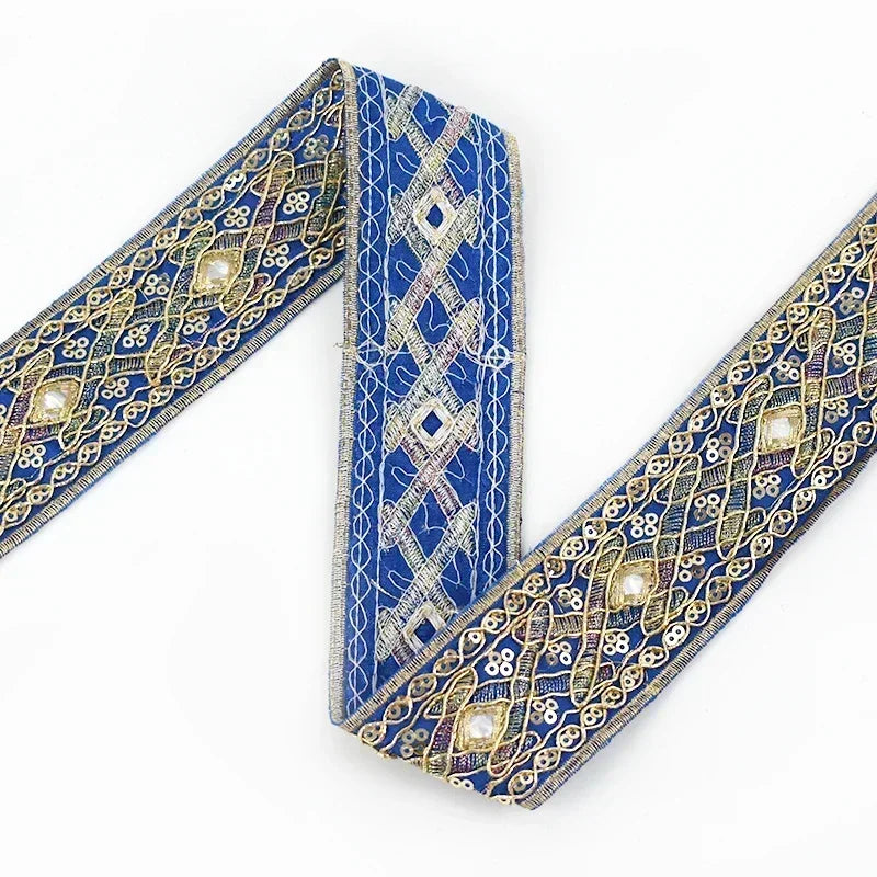 8/200Yards 43mm Embroidery Lace Trim Ethnic Decoration Ribbon Garments Bags Shoes Dress Webbing Tapes DIY Sewing Accessories
