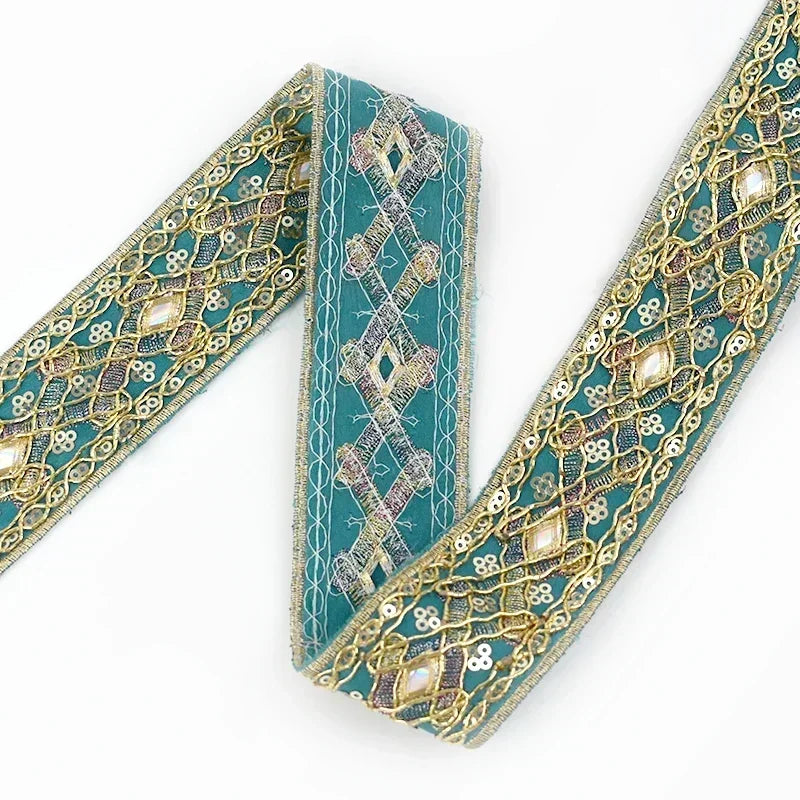 8/200Yards 43mm Embroidery Lace Trim Ethnic Decoration Ribbon Garments Bags Shoes Dress Webbing Tapes DIY Sewing Accessories