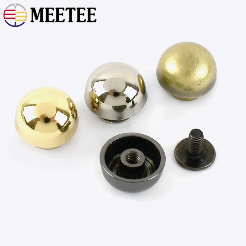 Meetee 30/1000Pcs 8/10/12/15/20mm Metal Buckles Decorative Rivets for Bag Belt Shoes Round Nailhead Clasp DIY Hardware Accessories