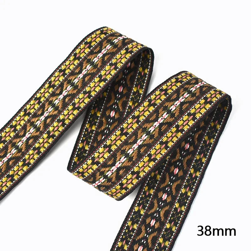 5/180Meters 30/38mm Jacquard Webbing Tapes Ethnic Lace Ribbons For Bag Strap Sewing Tape Bias Binding DIY Garment Accessories