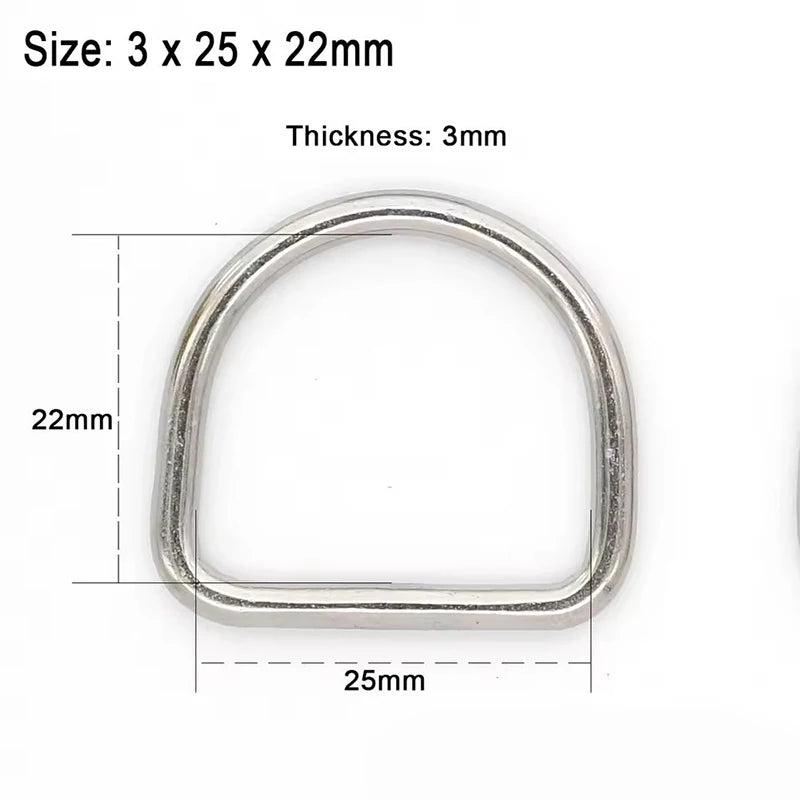 20/700Pcs 304# Stainless Steel D Ring Buckle Bag Strap Webbing Belt Buckles Pet Dog Collar Clasp DIY Bags Hardware Accessories