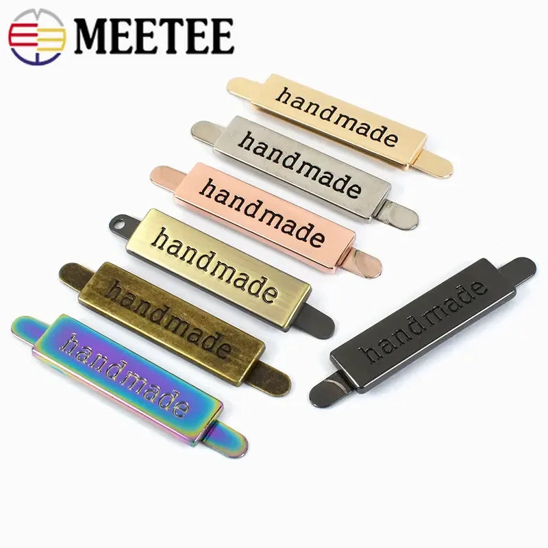 15/500pcs 36*10mm Handmade Metal Bag Labels Tag Handcraft Decorative Buckles for Purse DIY Hardware Sewing Leather Accessories