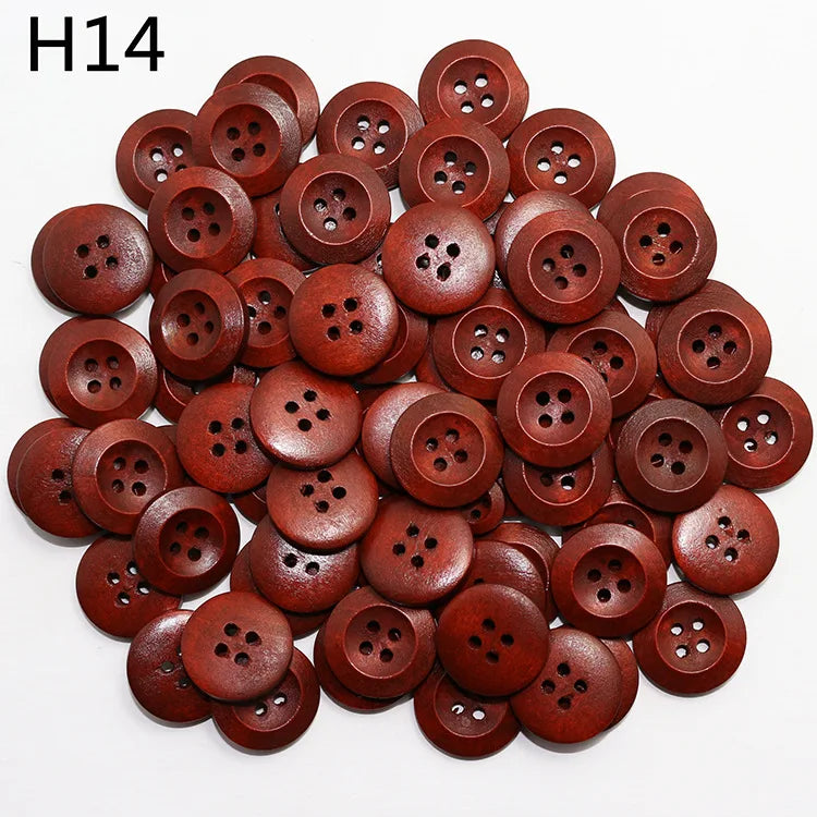 30Pcs Meetee 11-25mm Natural 4 Holes Round Wooden Button Sewing Scrapbooking Crafts DIY Clothes Decor Buttons Accessories C1-28