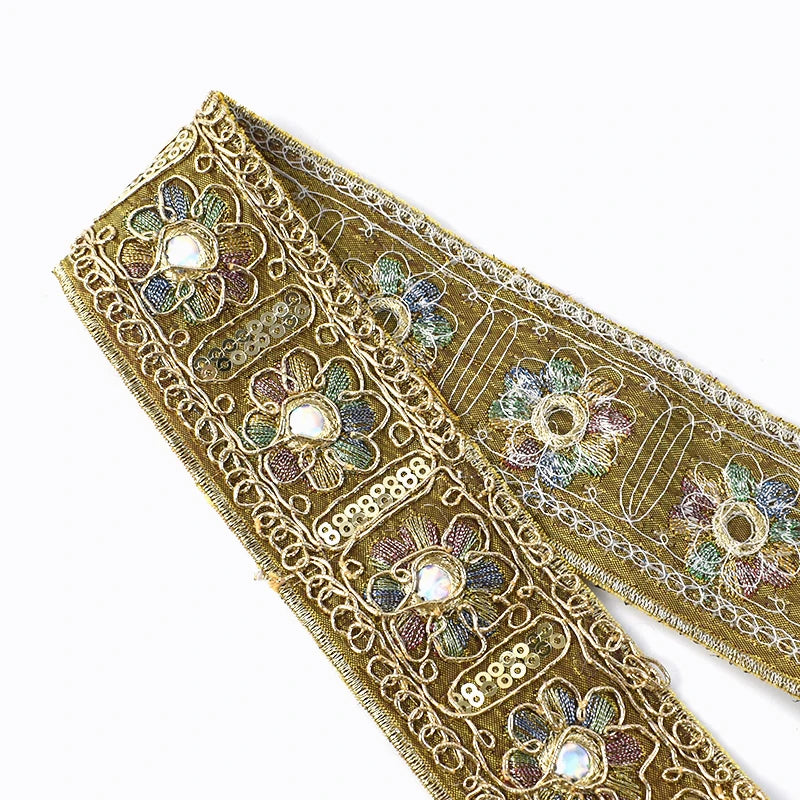 8/200Yards Embroidery Jacquard Lace Trim Sequin Trimming Cloths Decoration Ribbon Band Wedding Dress Decor DIY Sewing Accessories