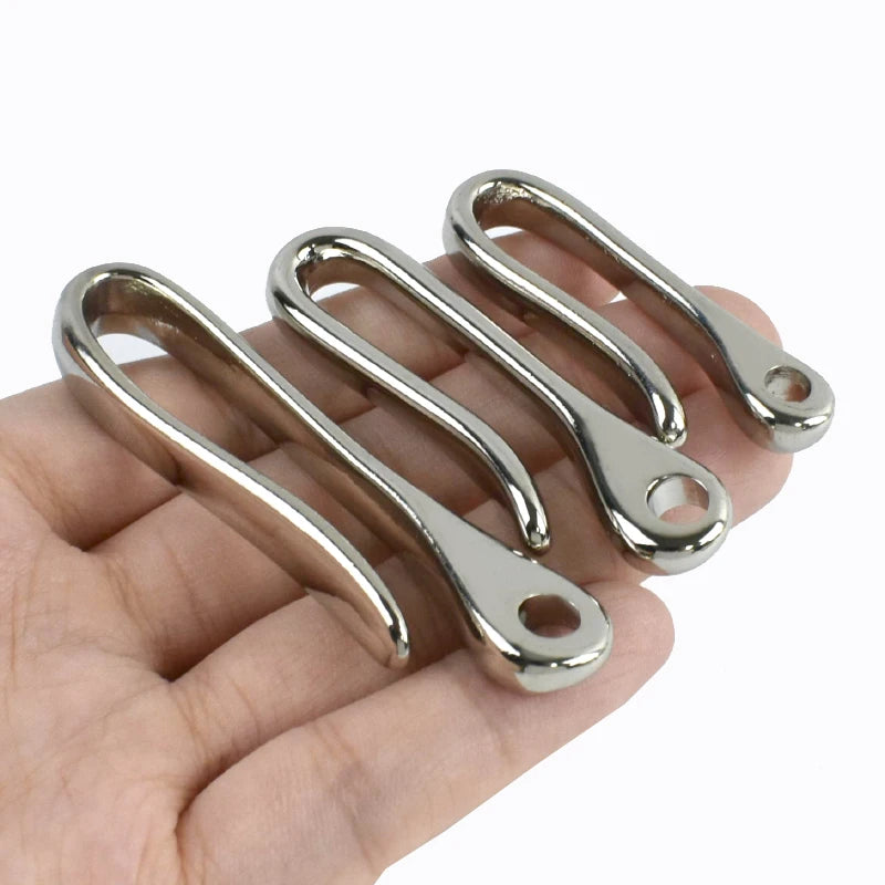 3/100Pcs U-shaped Hook Fob Clip Keychain Belt Buckles Solid Brass Stainless Steel Key Ring Wallet Fish Hooks Hardware Accessories