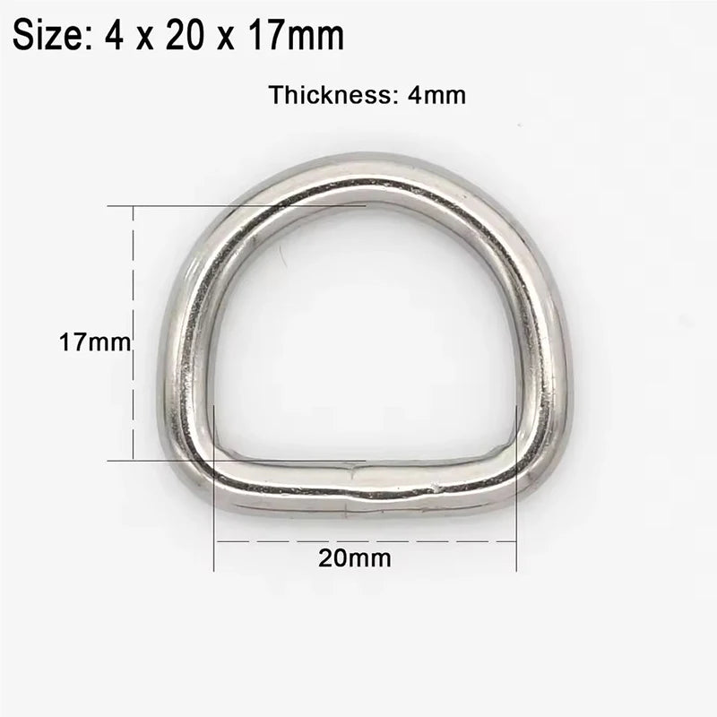 20/700Pcs 304# Stainless Steel D Ring Buckle Bag Strap Webbing Belt Buckles Pet Dog Collar Clasp DIY Bags Hardware Accessories