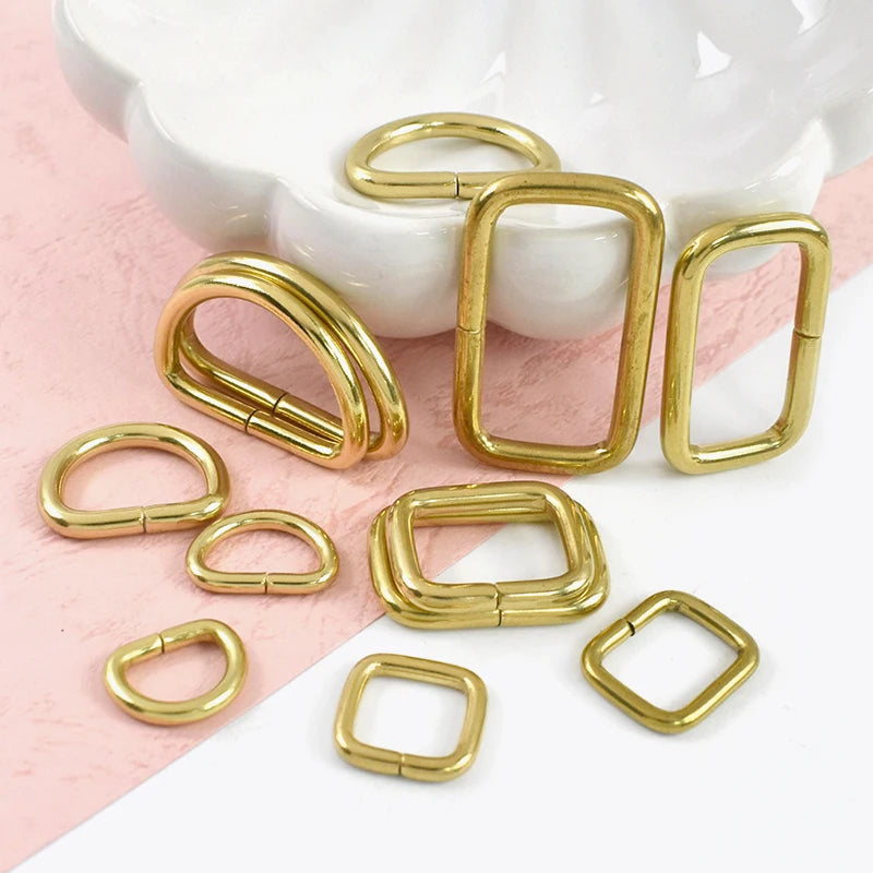 25/800Pcs Metal Bags Buckle 13-38mm Brass O D Ring Webbing Belt Connect Hook Buckles Handbag Strap Carabiner Clip Crochet Hooks