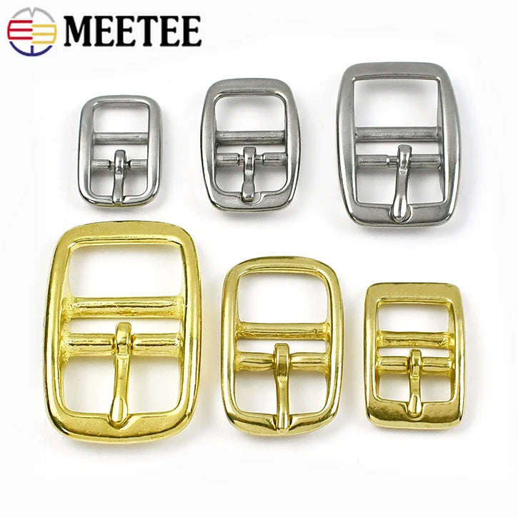 3/100Pcs Stainless Steel Solid Brass Belt Buckle Metal Pin Buckles Bags Strap Adjust Slider Clasp DIY Leather Craft Accessories