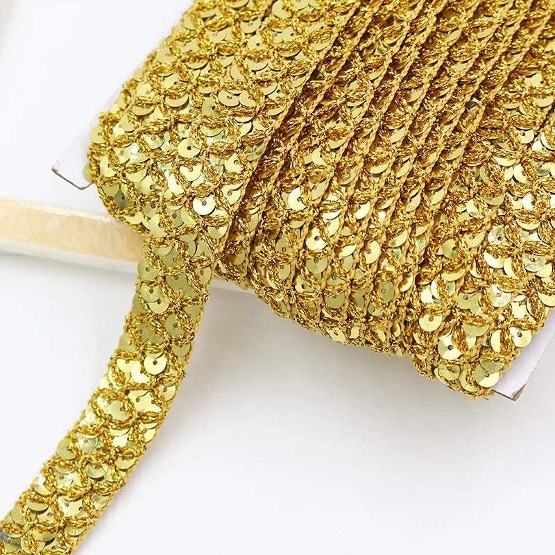 20/100Meters 2cm Sequin Lace Trim Braided Decoration Ribbons Stage Costumes Hat Webbing Trimming DIY Sewing Accessories