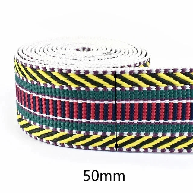 3/100Meters 38/50mm Polyester Jacquard Webbing Tapes Thick Ribbon Bag Strap Belt for DIY Clothes Bias Binding Sewing Accessories