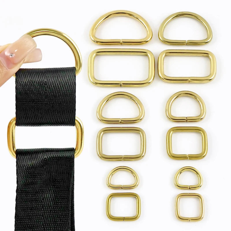 25/800Pcs Metal Bags Buckle 13-38mm Brass O D Ring Webbing Belt Connect Hook Buckles Handbag Strap Carabiner Clip Crochet Hooks