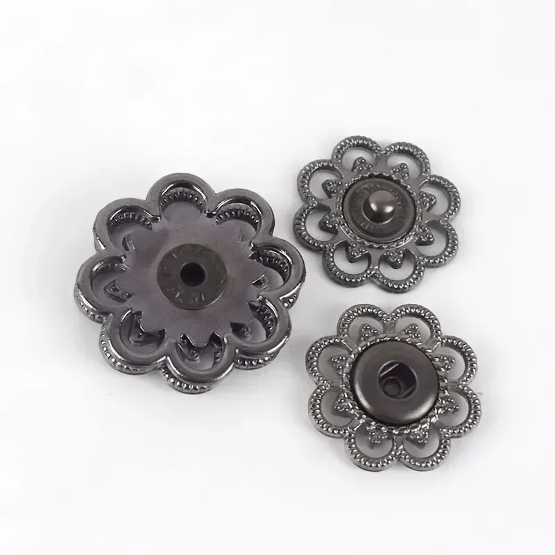 Meetee 15/300sets Scrapbooking Decor Metal Buttons Snap Stud Fastener Hollow Press Buckles for DIY Sewing Jacket Coat Clothes Craft