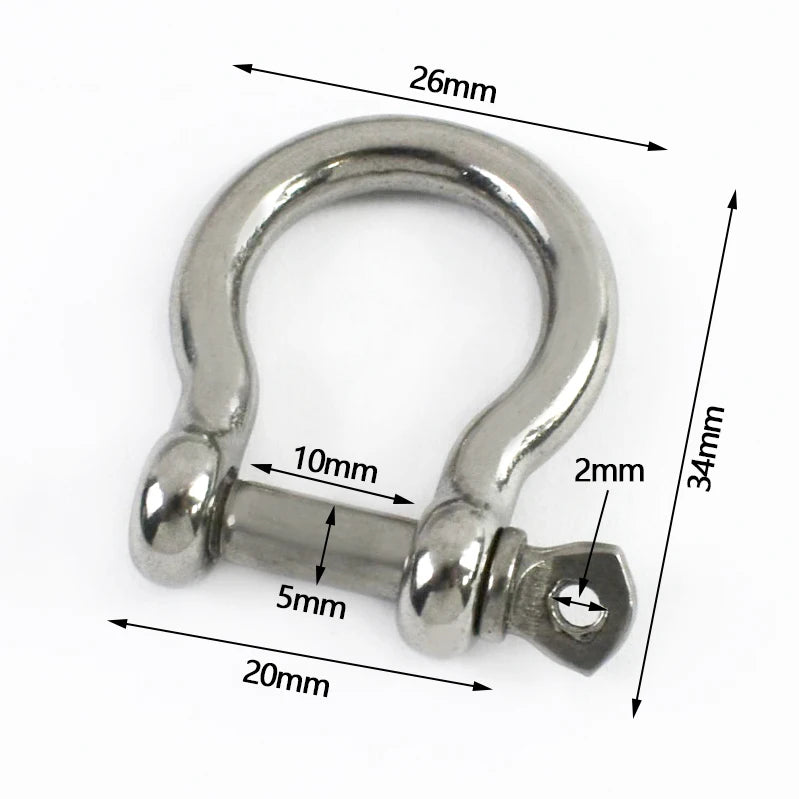 5/200Pcs Solid Brass Horseshoe Buckle 6/8/9/10mm D Ring Bow Shackle Hook Screw Detachable for Chains Wirerope Connector Buckles