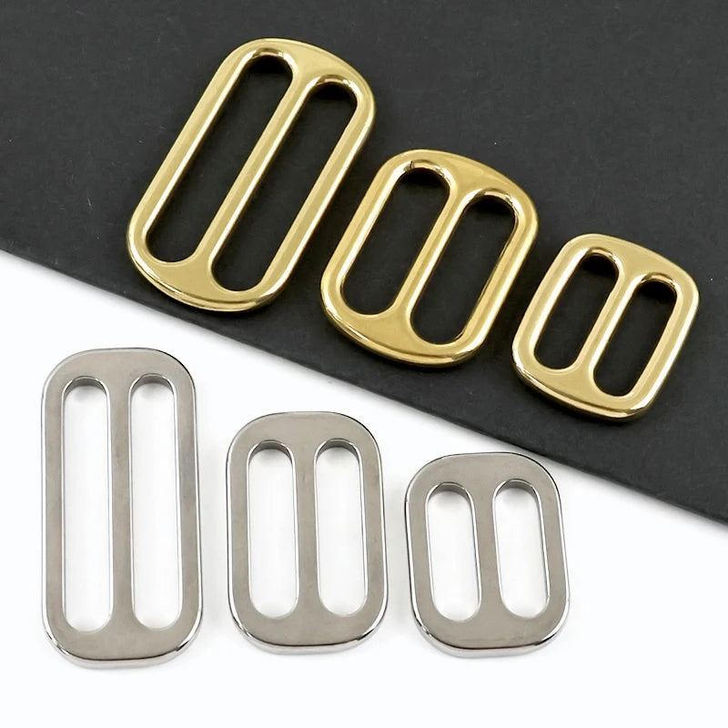 15/500Pcs Brass/Stainless Steel Buckle 20-38mm Tri-Glide Slider Clasp Webbing Tape Adjuster Clasps Bags Strap Buckles Repair Kits
