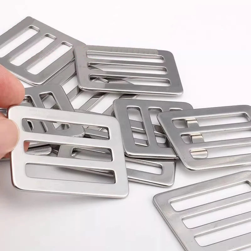 8/300Pcs 26-50mm Tri-Glide Ring Stainless Steel Buckles Webbing Strap Adjuster Clasp Hiking Bag Safety Belt Carabiner Clip Hook