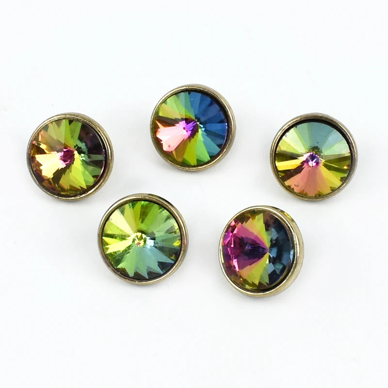 Meetee 30/1000pcs 10mm Metal Shank Buttons Rhinestones Shirt Button DIY Costume Decoration Buckle Sewing Scrapbooking Material