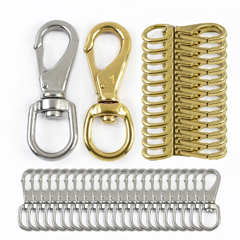 3/100Pcs 304 Stainless Steel Buckle Rotating D Ring Oval Carabiner Clip Sanp Hook Dog Collar Trigger Brass Lobster Clasp Hardware