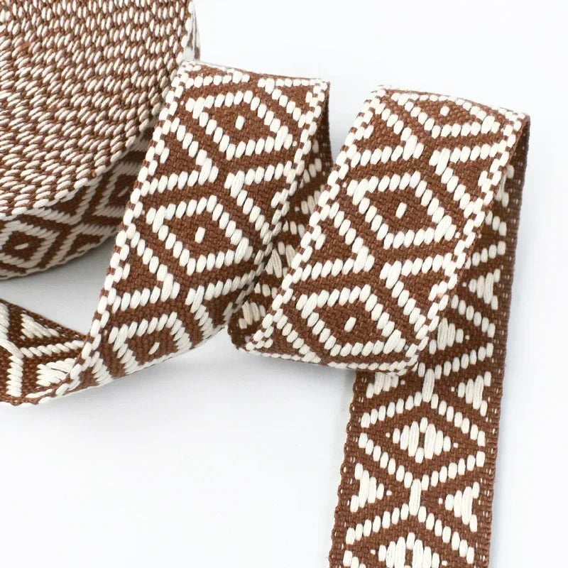 5/200Meters Meetee 38mm Colorful Jacquard Cotton Webbing Ribbon Canvas Straps Bag Shoulder Strap Clothing Band Sewing Accessorie