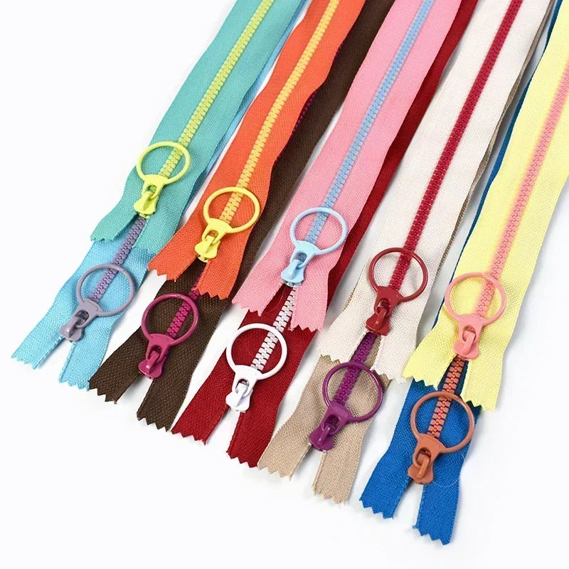 20/400Pcs 15-40cm 3# Resin Zippers Ring Zip Slider ClosedEnd Zipper for Bags Wallet Purse Decor Zips Repair Clothes Sewing Accessory