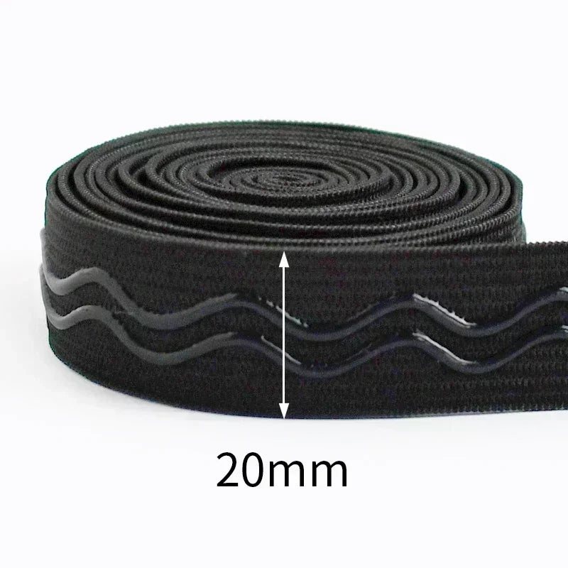 8/210M Meetee Black Silicone Elastic Bands Underwear Non-slip Rubber Tapes Waistband Belt Stretch Ribbon DIY Sewing Accessories