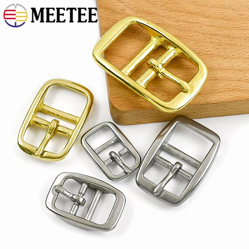 3/100Pcs Stainless Steel Solid Brass Belt Buckle Metal Pin Buckles Bags Strap Adjust Slider Clasp DIY Leather Craft Accessories