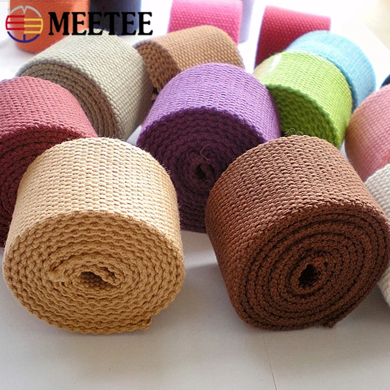 5/150Meters Meetee 38mm Canvas Webbings Ribbon 1.8mm Thick Cotton Webbing Strap Belt DIY Bag Garment Band Sewing Accessories