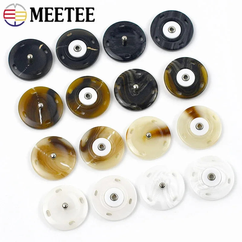 15/50Pcs  18/21/25mm Resin Buttons Invisible Fastener Round Snap Button for Overcoat Sweaters DIY Sewing Accessories