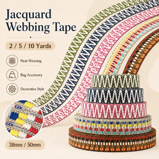5/130Yards 38/50mm Ethnic Jacquard Webbing Tape Handbag Shoulder Strap Replacement Ribbon Band Backpack Belt Sewing Accessories
