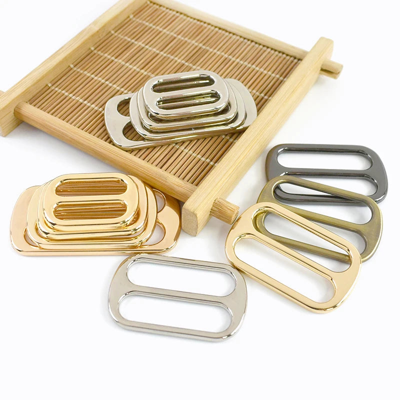 30/1000Pcs 12-50mm Webbing Adjuster Metal Buckles Handbag Strap Tri-Glide Hooks Middle Center Bar Adjust Slider Belt Buckle Hardware
