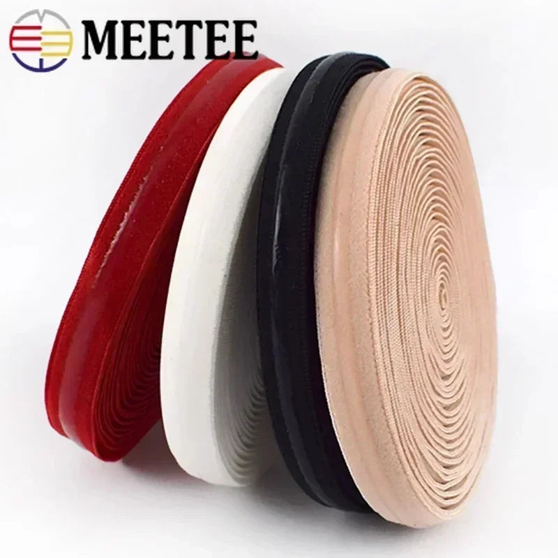 15/400M Meetee 8-25mm Elastic Band Transparent Silicone Non-slip Underwear Belt Rubber Stretch Ribbon Clothes Sewing Accessory