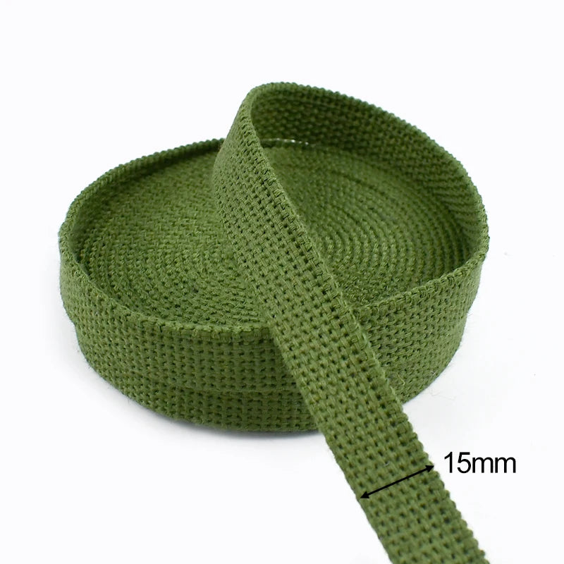 5/150Yards 15-50mm ArmyGreen Cotton Webbing 1.8mm Thick Canvas Ribbon for Sewing Bias Tape Backpacks Strap Seat Belt Band Kits