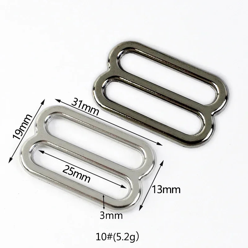 50Pcs 10-50mm Metal Buckles 8-shaped Tri-Glide Adjuster Slider Bikini Bra Rings Strap Belt Hook Clasp Webbing Bag Accessories