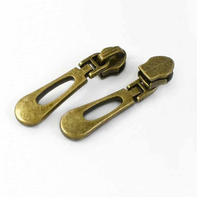 50Pcs 5# Bronze Zipper Sliders for Nylon Zippers Zip Head Puller Bag Clothes Luggage Repair Kit DIY Sewing Accessories