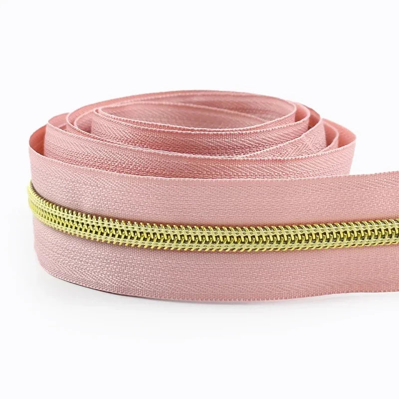8/300M 5# Nylon Zippers Tapes Gold Silver Teeth Zipper for Sewing Bag Zips Purse Garment Zip Repair Kit DIY Accessories