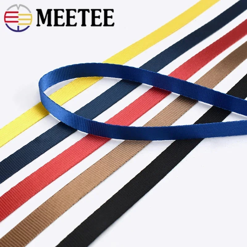 15/500Meters Meetee 10mm Colorful Nylon Webbing Ribbon Straps Bias Tape for Handmade Work Cards Strap Clothing Sewing Accessories