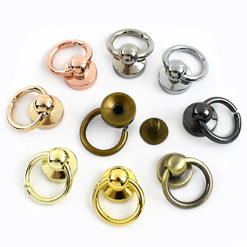 15/500Pcs 10mm Metal Side Clip Buckle Handbag Strap Screw Rivet Hook Phone Shell Stud O Ring Clasp DIY Bags Making Accessories