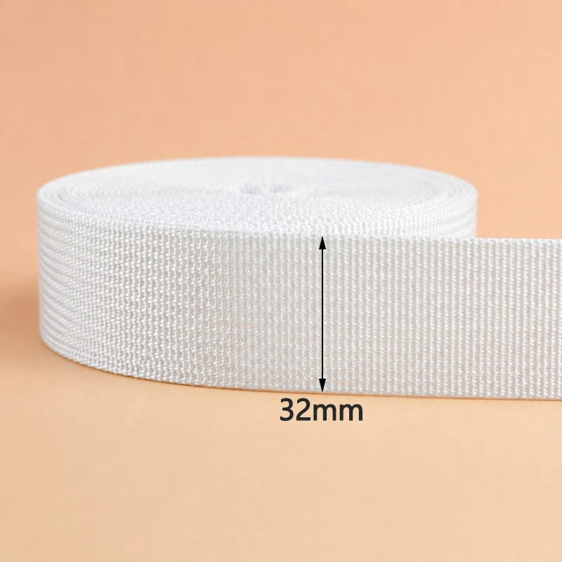 8/200Meters White Nylon Webbing 20-50mm Bag Shoulder Strap Tape Clothes Decorative Sewing Ribbon Bias Binding Accessories