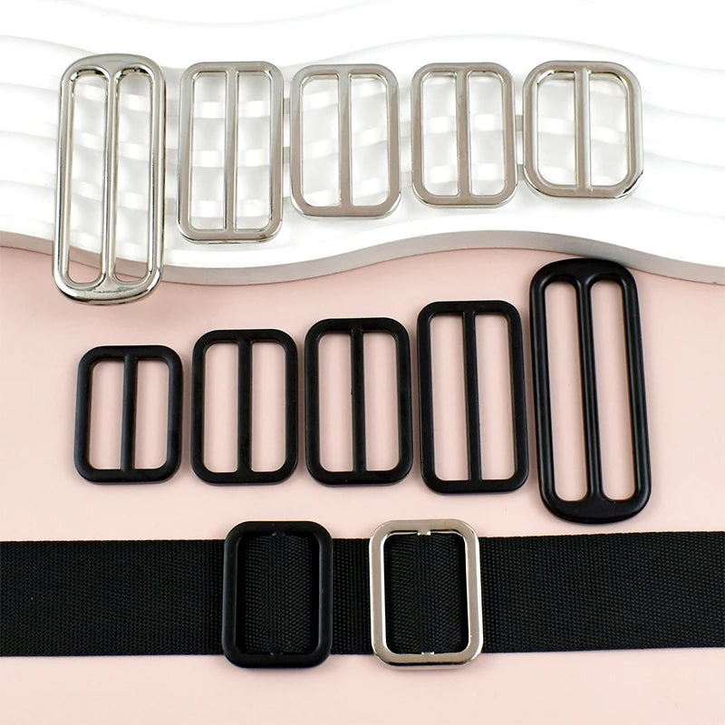 Meetee 15/500Pcs 25-50mm Metal Buckles for Bag Tri Glide Ring Hook Webbing Strap Adjuster Belt Buckle DIY Hardware Accessories